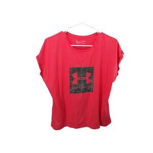 Under Armour Medium Activewear Shirt Red Black Logo
